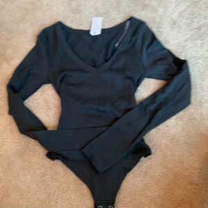 SO Black Ribbed Bodysuit
